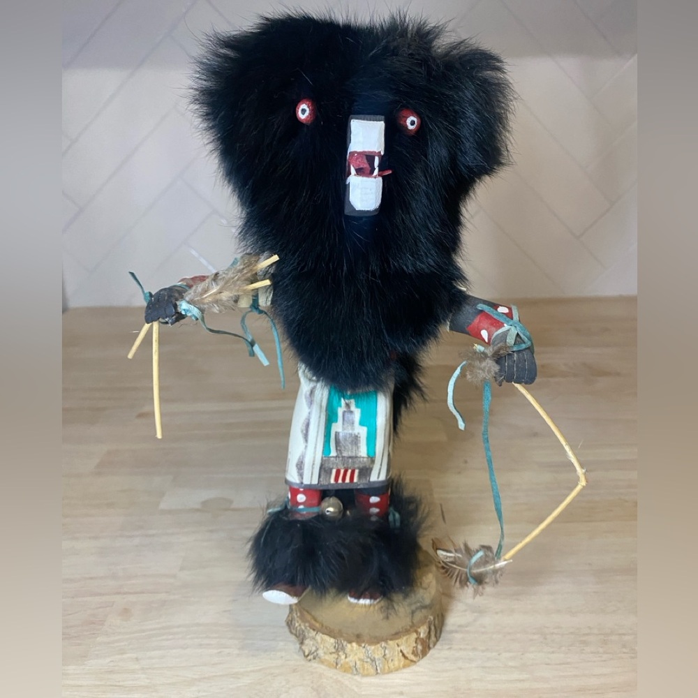2002 Native American Kachina Doll “Black Wolfman” by T.J. Johnson 14”